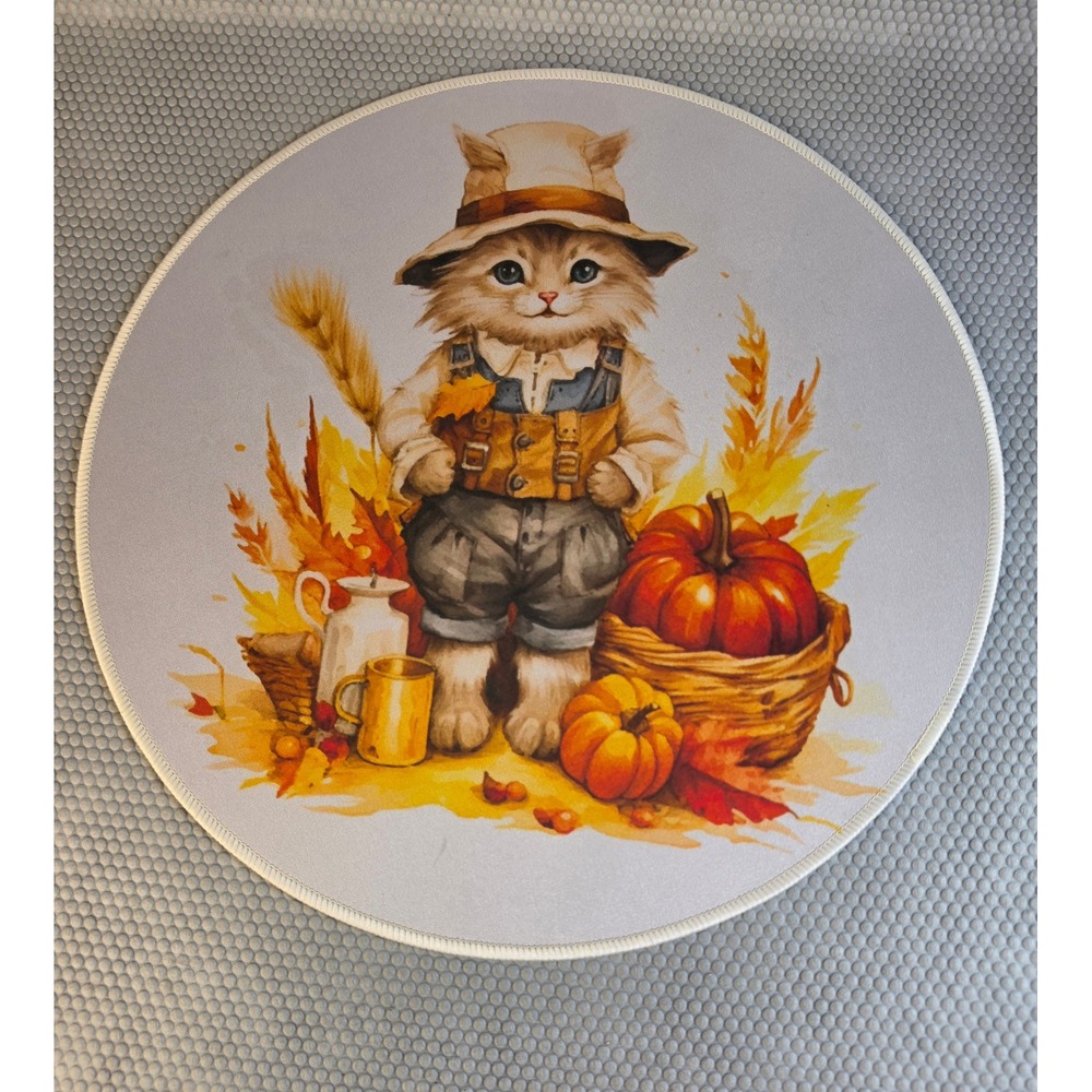 Set of 6 Fall Harvest Round Placemats Pumpkins Gnomes Autumn Table Decor